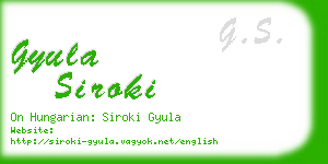 gyula siroki business card